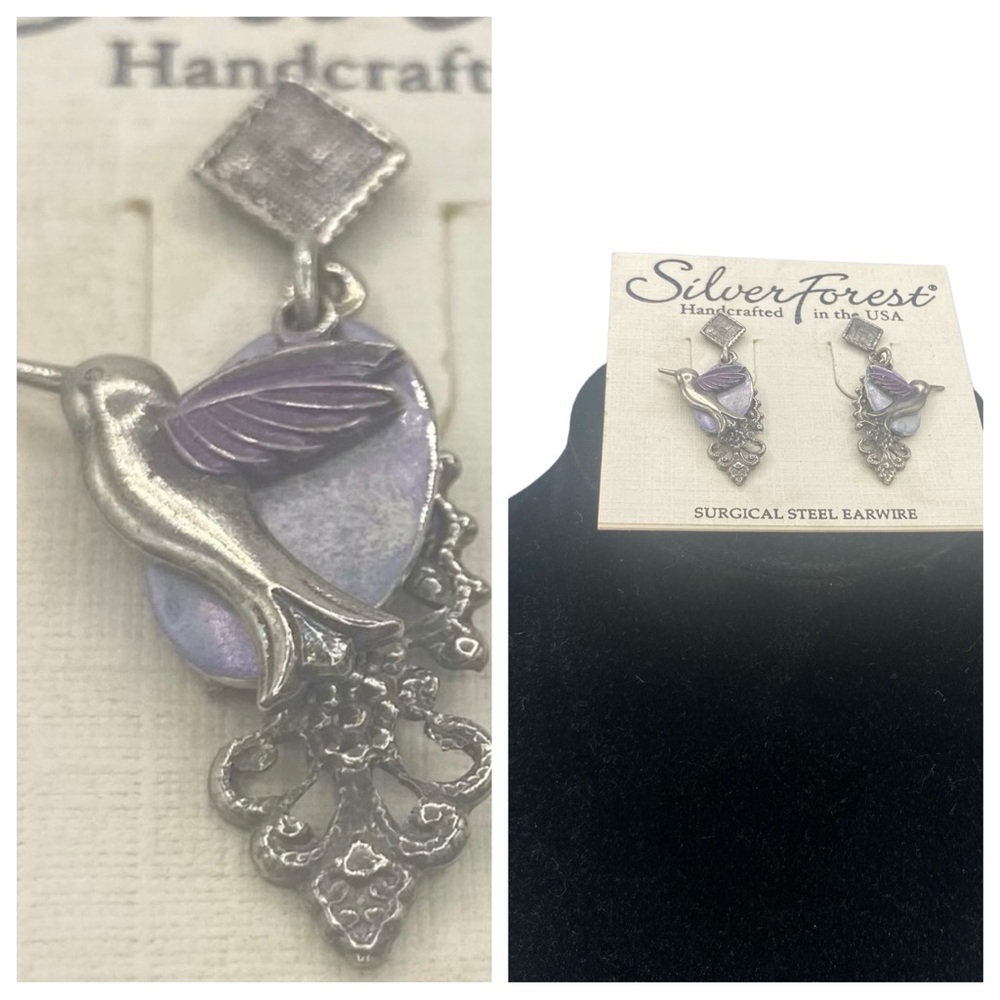 NWT Silver Forest Sterling Bird and Mother of Pearl Drop Earrings